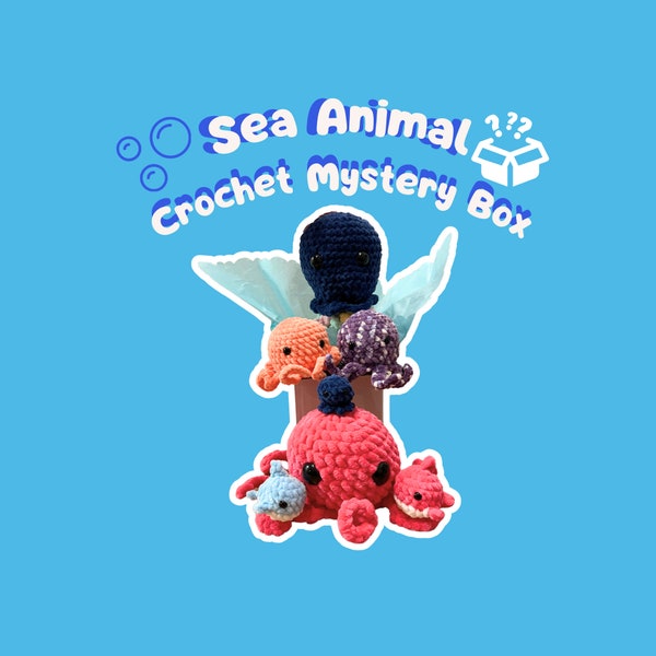 Mystery Box Crochet Plushie Sea Animals | Surprise Box, Handmade, Stuffed Animal, blindbox surprise, crochet animal surprise, mystery gift
