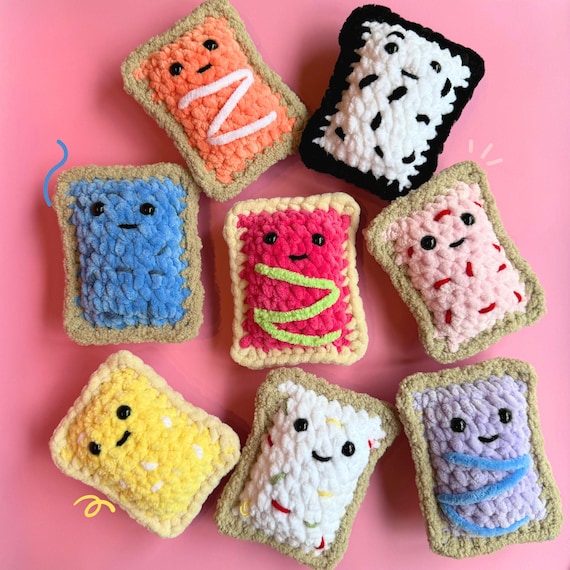 Mini Toaster Pastry Crochet Poptart Plushie | Strawberry, Wild Berry, Cherry, Blueberry, Watermelon, Cookies & Creme| plush play food