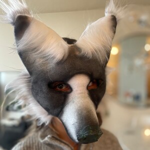 Marble fox 4.0 <3 (4th marble fox mask I have made) #foxmask #catmask # therian in 2023