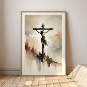 The Crucifixion | Christian Watercolor Passion Art | Digital Wall Download