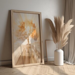 May include: A framed watercolor painting of a tree with a golden glow. The text "LOVE, JOY, PEACE, PATIENCE, KINDNESS, FAITHFULNESS, GENTLENESS, SELF-CONTROL" is printed on the bottom of the painting.