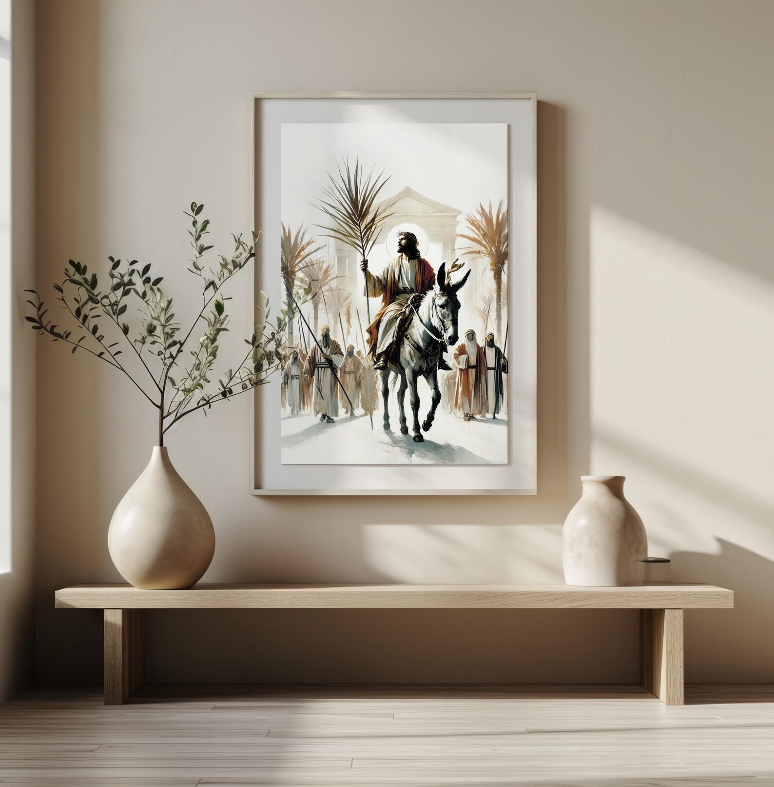 Palm Sunday | Jesus Riding a Donkey | Christian Watercolor Wall Art ...