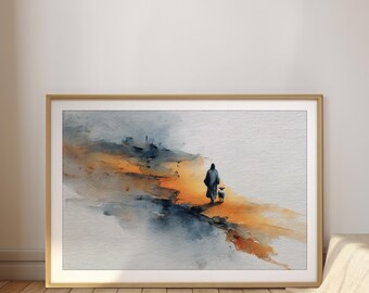 Good Shepherd Watercolor Print: Jesus and Lamb, Christian Art (Digital Download)