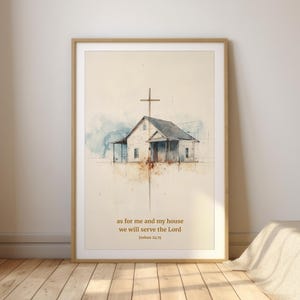 As for Me and My House Wall Art | Joshua 24:15 Scripture Print | Christian Home Decor | Watercolor Bible Verse Art | Inspirational Artwork