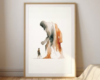 David and Goliath | Watercolor Bible Story Art | Christian Wall Art Digital Download