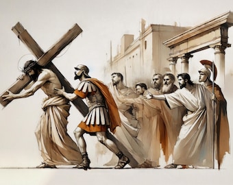 Stations of the Cross | Jesus Takes Up the Cross | Christian Bible Scene Digital Download