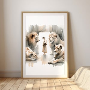 Daniel in the Lions Den, Digital Print, Sketches, Jesus Art, Bible Wall decor, Scripture Wall, Bible Verse Print, Printable, Christian Faith