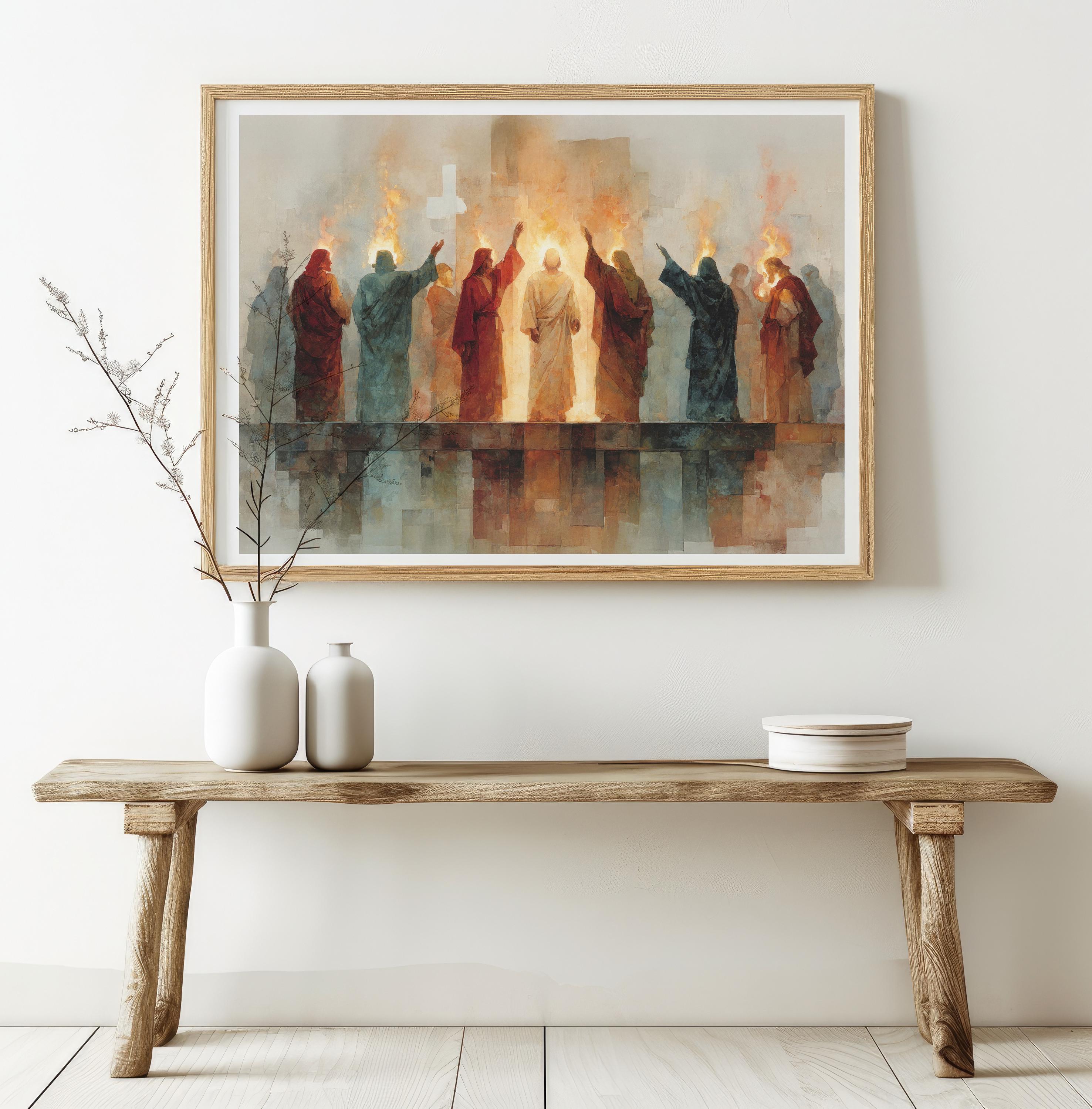 Pentecost | Holy Spirit Tongues of Fire Watercolor | Christian Wall Art ...
