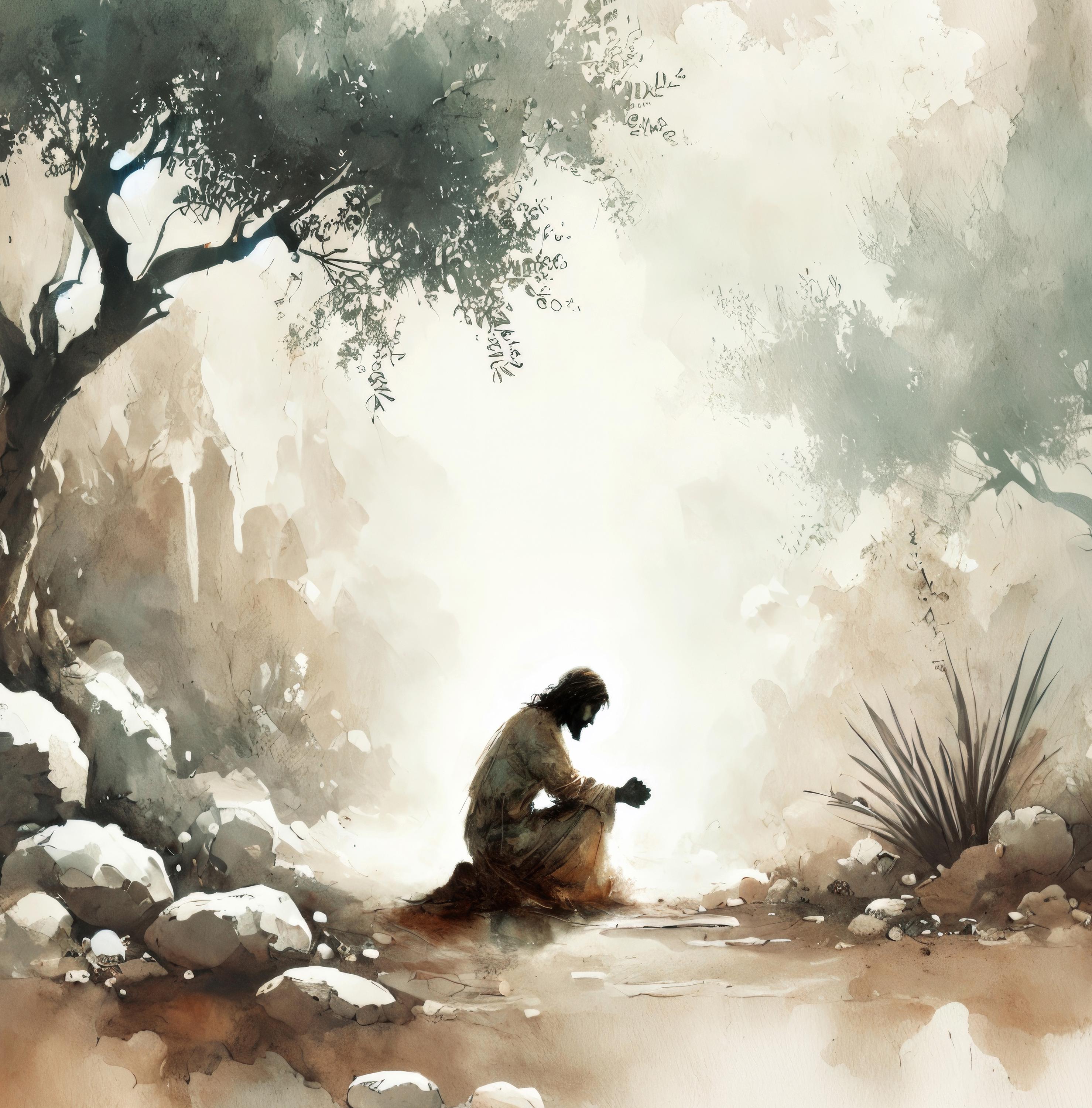 Garden of Gethsemane | Jesus in Prayer Watercolor | Christian Wall Art ...