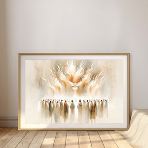 Pentecost, Easter, Digital Print, Bible Sketches, Jesus Wall Art, Watercolor Modern Artwork, Christian Art, Minimal LDS Home Decor