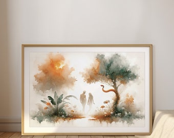 Adam and Eve Art | Garden of Eden Print | Creation Story | Christian Education Digital Download