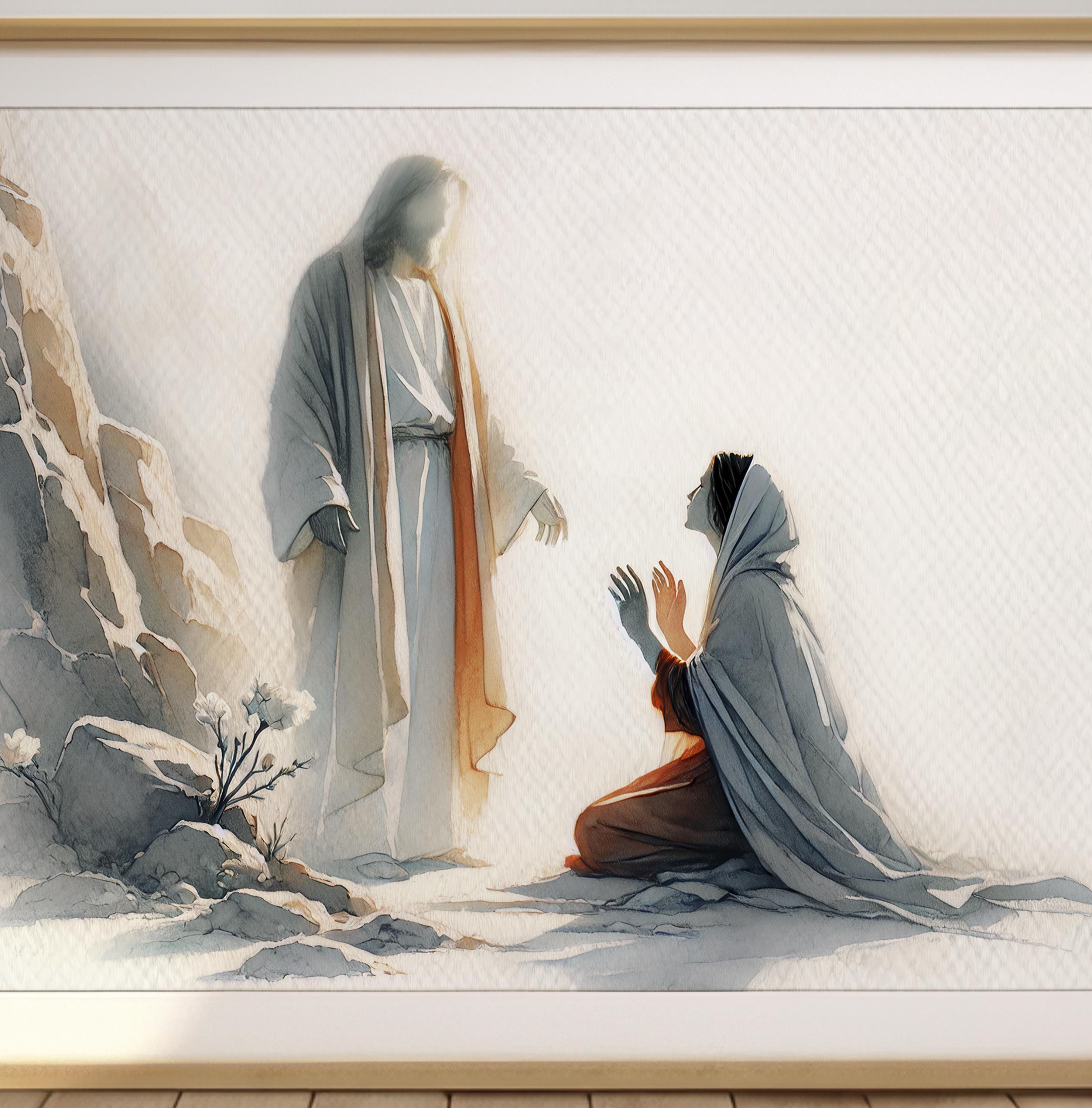 Risen Christ Appearing to Mary Magdalene – Easter Watercolor Print ...