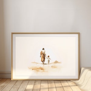 Jesus and the child, Digital Print, Modern Christian Art, Watercolor Painting Artwork, Jesus Wall Art, Religious Gift, LDS Home Decor