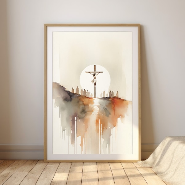 The Crucifixion of Jesus, The Passion, Digital Print, Christian Art, Sketches, Bible Wall Art Print, Printable, Christian Faith Artwork