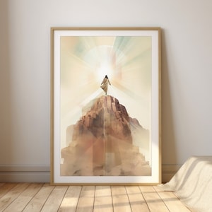 Transfiguration of Jesus, Digital Print, Watercolor Modern Artwork, Christian Meaningful Minimal Poster, LDS Home Decor Wall Art Sketches