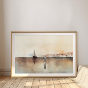 Jesus walks on water Landscape, digital print, minimalist printable Jesus watercolor wall art painting, Bible scripture sketches products