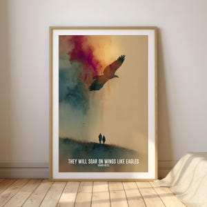 Soar on Wings Like Eagles Isaiah 40:31 Art – Christian Memorial Day Printable, Faith Bible Verse Wall Art, Eagle Watercolor, Scripture Decor
