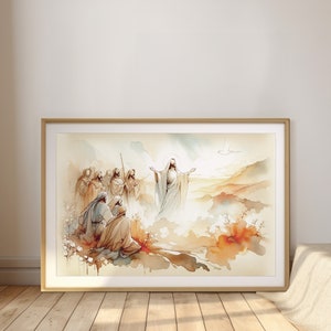 He is Risen, Jesus Resurrection, Watercolor Digital Print, Bible Christian Artwork, Modern Boho Minimalist Poster, LDS Faith Home Decor