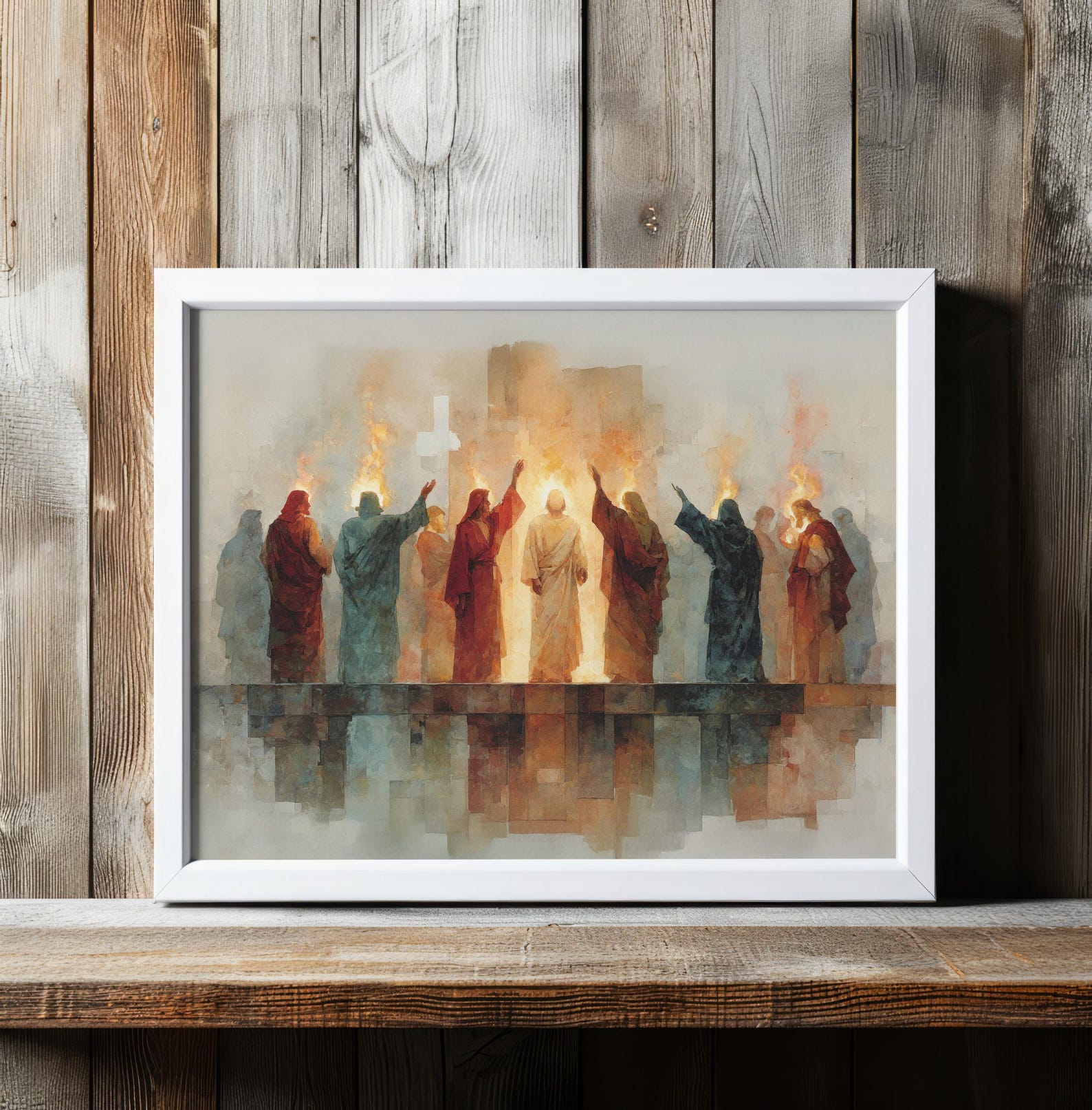 Pentecost | Holy Spirit Tongues of Fire Watercolor | Christian Wall Art ...