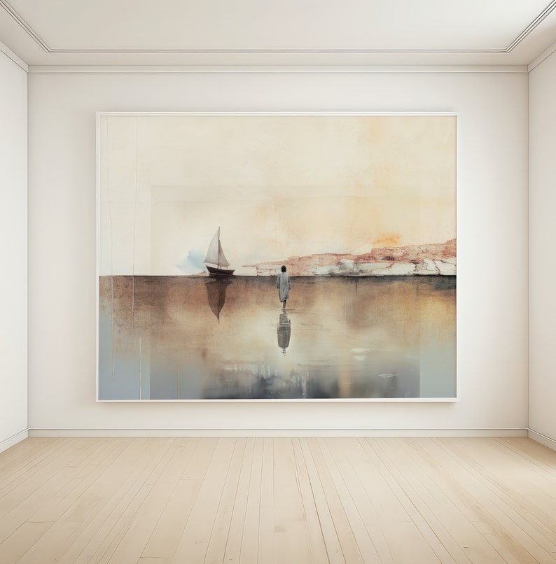 Jesus Walks on Water | Minimalist Watercolor Bible Scene | Christian ...