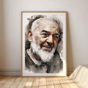 Saint Padre Pio | Watercolor Catholic Portrait | Christian Wall Art Digital Download