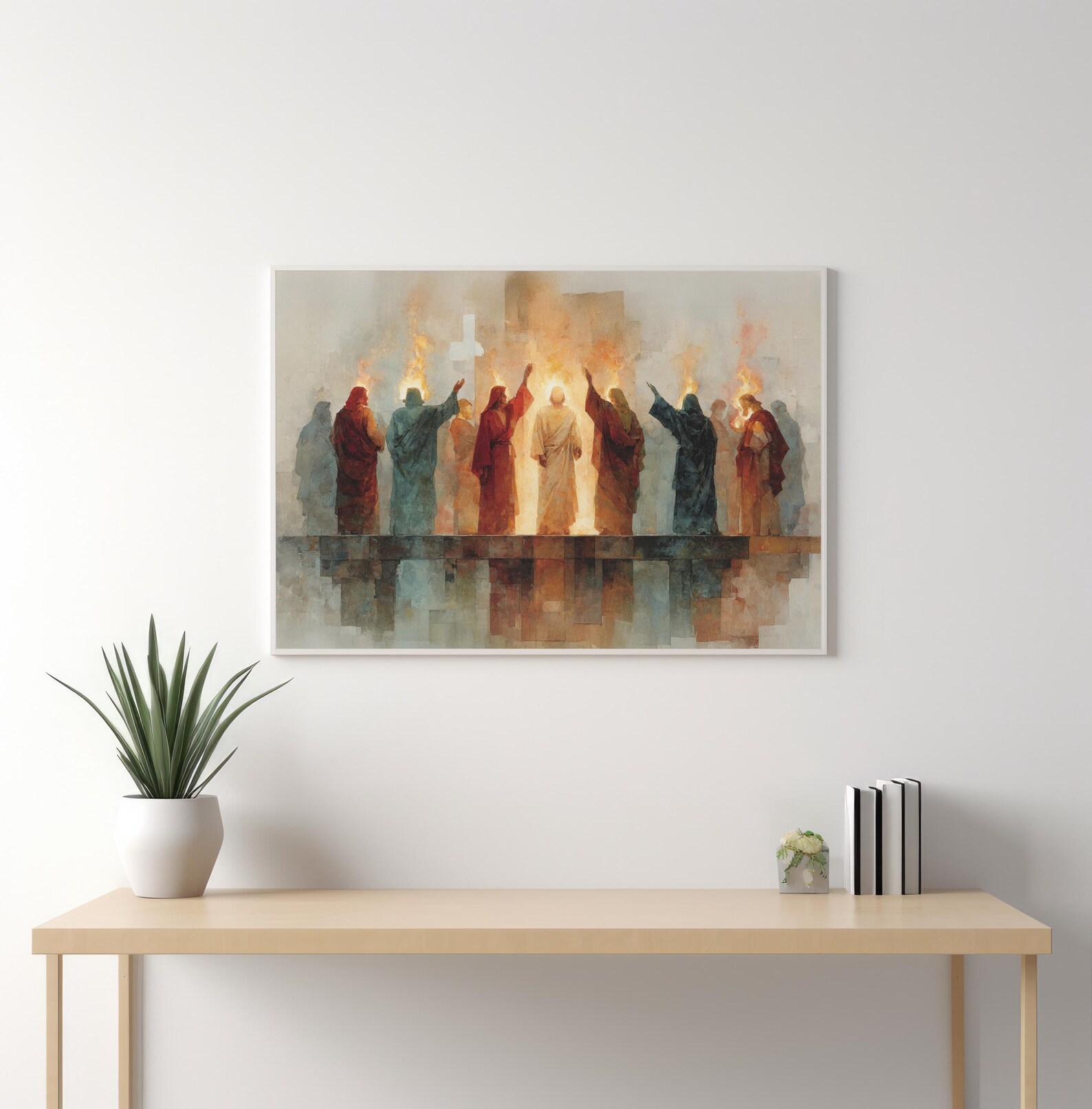 Pentecost | Holy Spirit Tongues of Fire Watercolor | Christian Wall Art ...