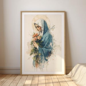 Virgin Mary Art | Blessed Mother Print | Catholic Home Decor | Marian Devotion Digital Download