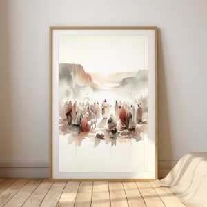 Ministry of Jesus, Digital Print, Watercolor Jesus wallart, Spiritual Bible art, Minimal Modern Christian Wall Home Decor Artwork