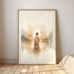 Jesus praying, Digital Print, Minimalist Printable Jesus Watercolor Wall Art Painting, Bible Scripture Sketches, Christian Home Decor