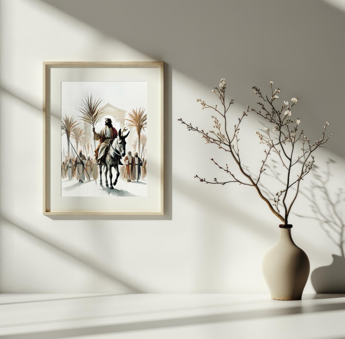 Palm Sunday | Jesus Riding a Donkey | Christian Watercolor Wall Art ...