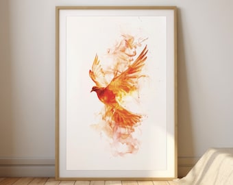 Holy Spirit Dove | Pentecost Watercolor Flame Art | Christian Wall Art Digital Download