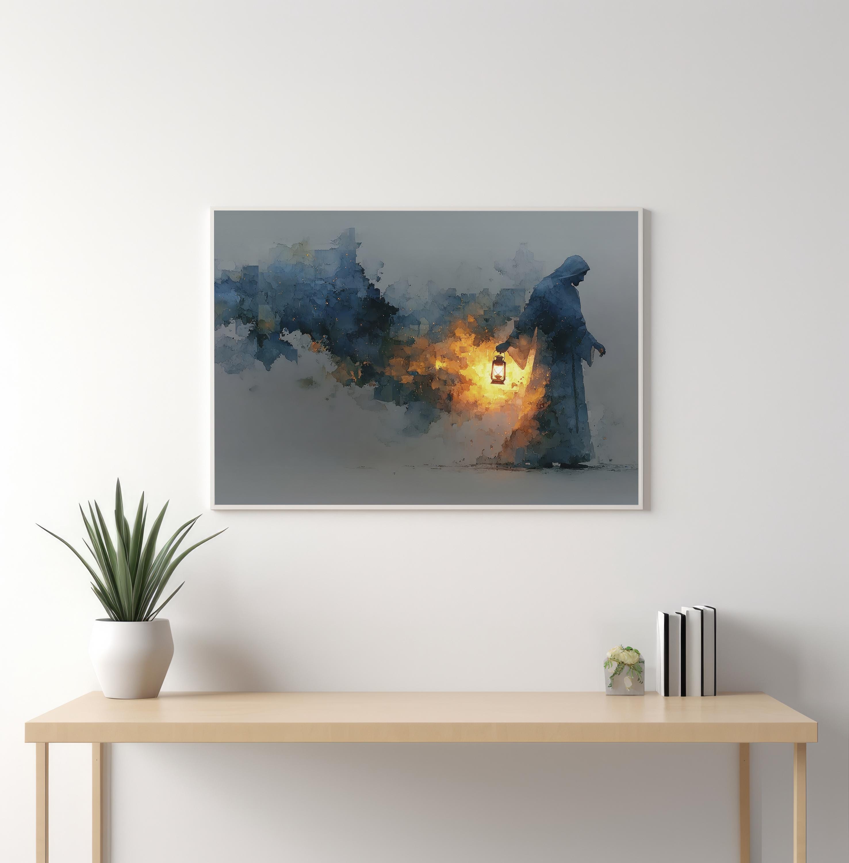 Light of the World | Jesus Lantern Watercolor | Modern Christian Wall ...