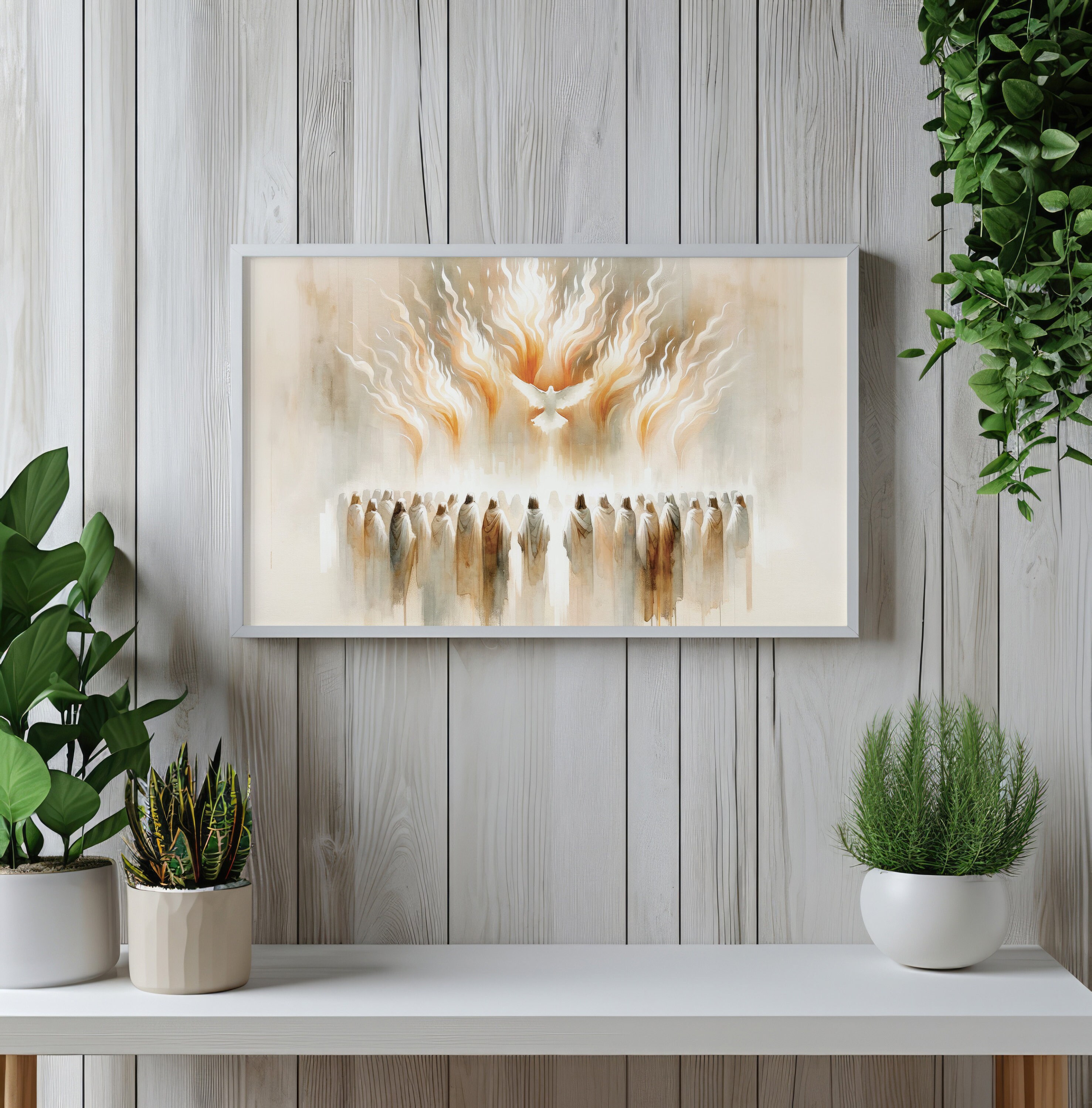 Pentecost | Holy Spirit Watercolor Flame Art | Christian Wall Art ...