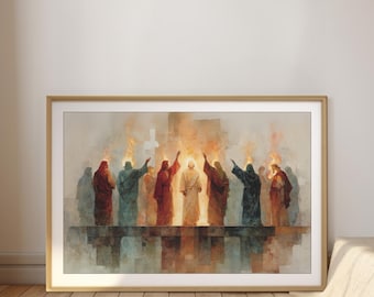 Pentecost | Holy Spirit Tongues of Fire Watercolor | Christian Wall Art Digital Download