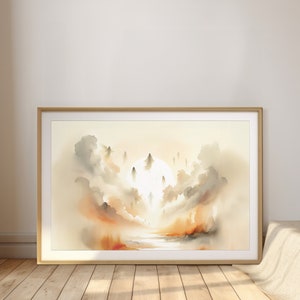 Rapture scene watercolor, Christian prophecy wall decor