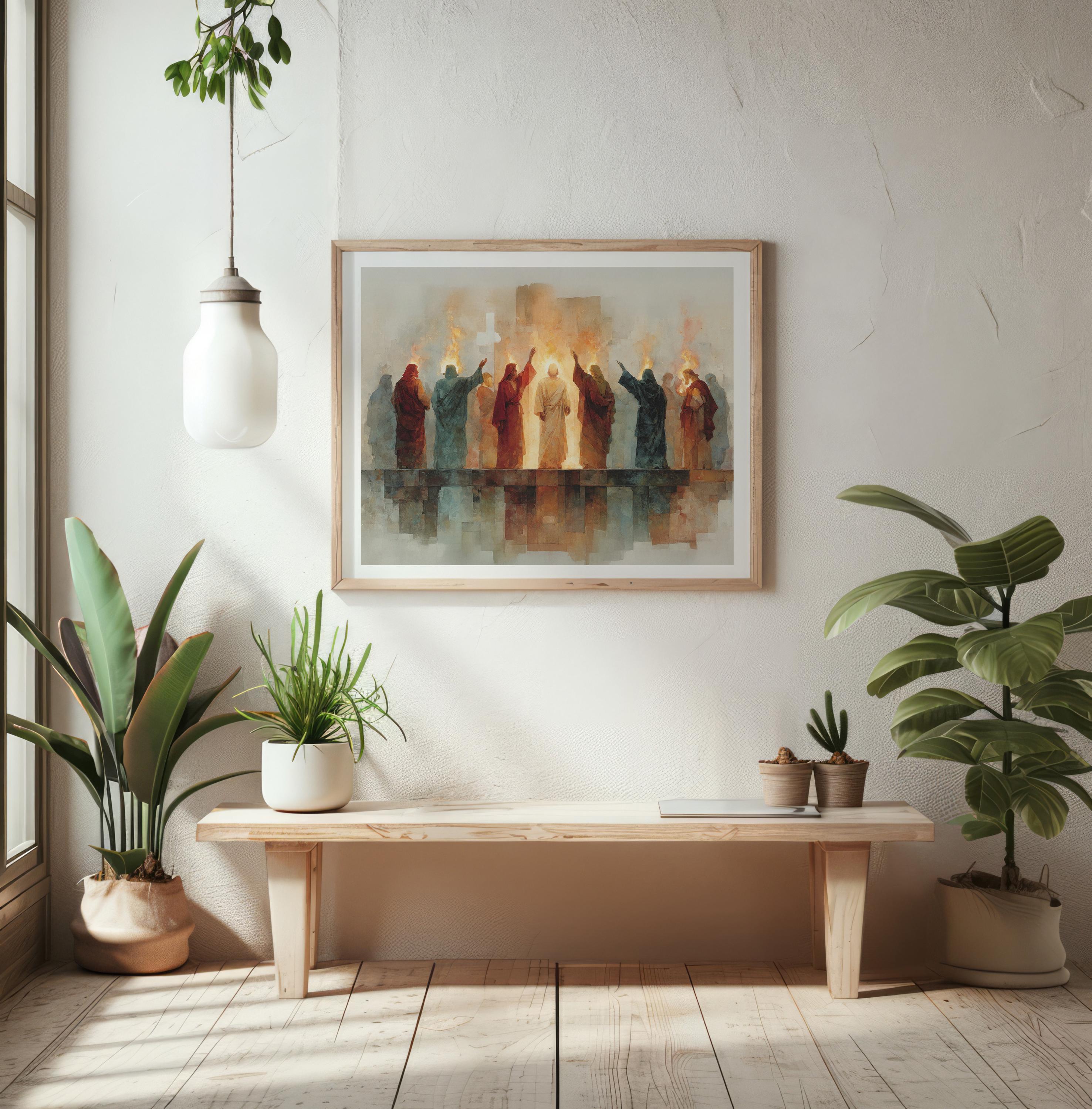 Pentecost Holy Spirit Tongues Of Fire Watercolor Christian Wall Art pentecost-holy-spirit-tongues-of-fire-watercolor-christian-wall-art