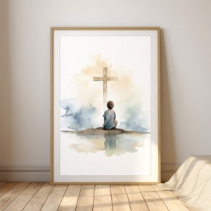 Kind des Herrn Aquarell Druck | Minimalistische christliche Kunst | Religiöses Wanddekor | Glaubensbasiertes Kunstwerk | Druckbare Bibel Kunst