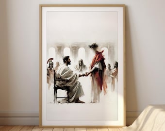 Jesus Condemned: Stations of the Cross Watercolor Art (Digital Download)