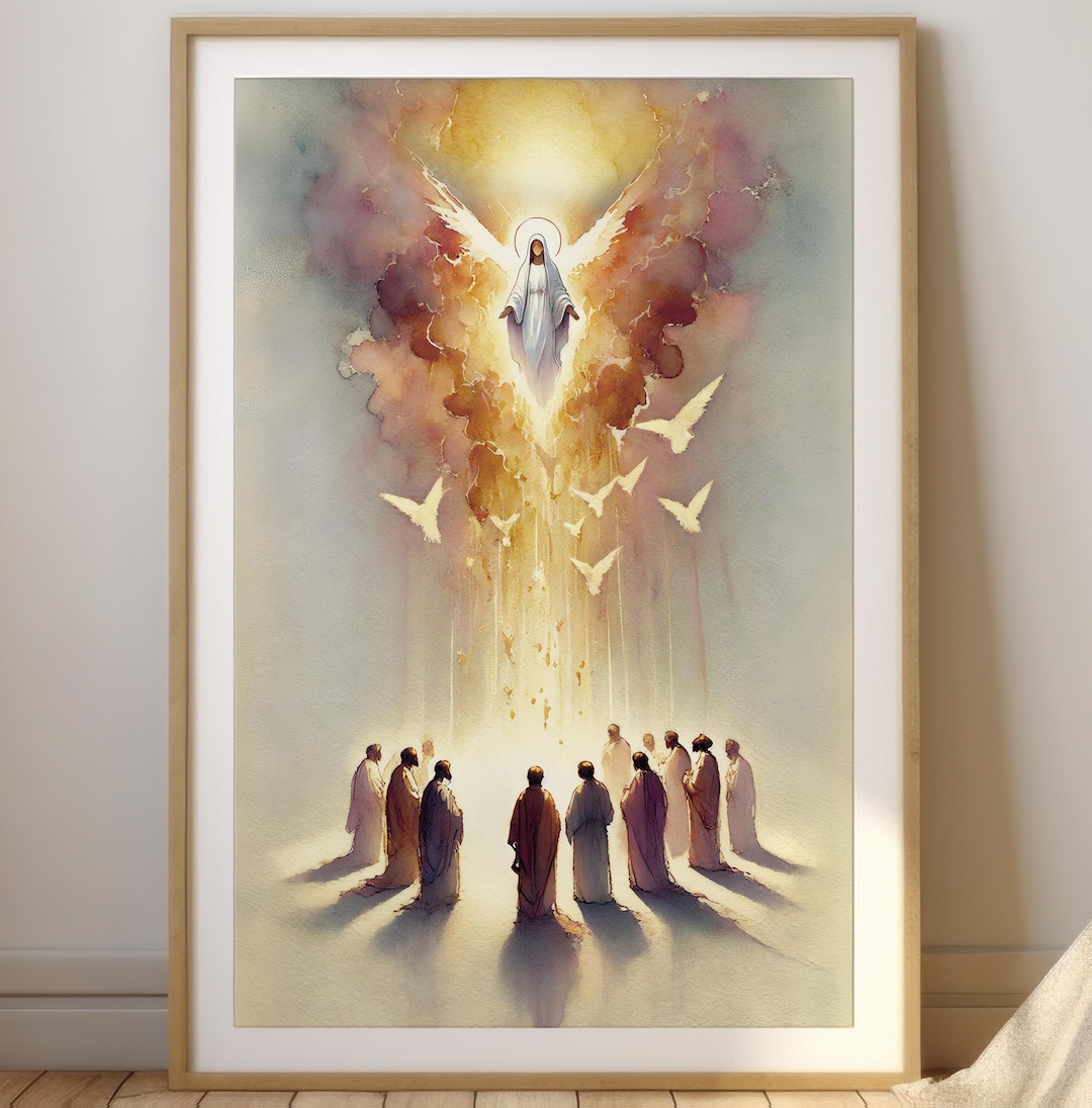 Pentecost Descent of the Holy Spirit | Christian Wall Art | Watercolor ...