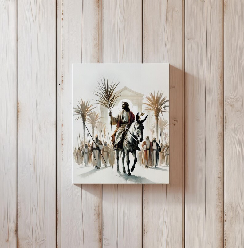 Palm Sunday | Jesus Riding a Donkey | Christian Watercolor Wall Art ...