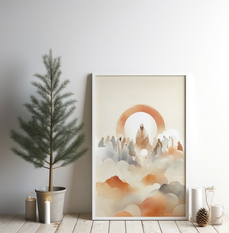 Sermon on the Mount, Digital Print, Watercolor Jesus Wallart, Christmas ...