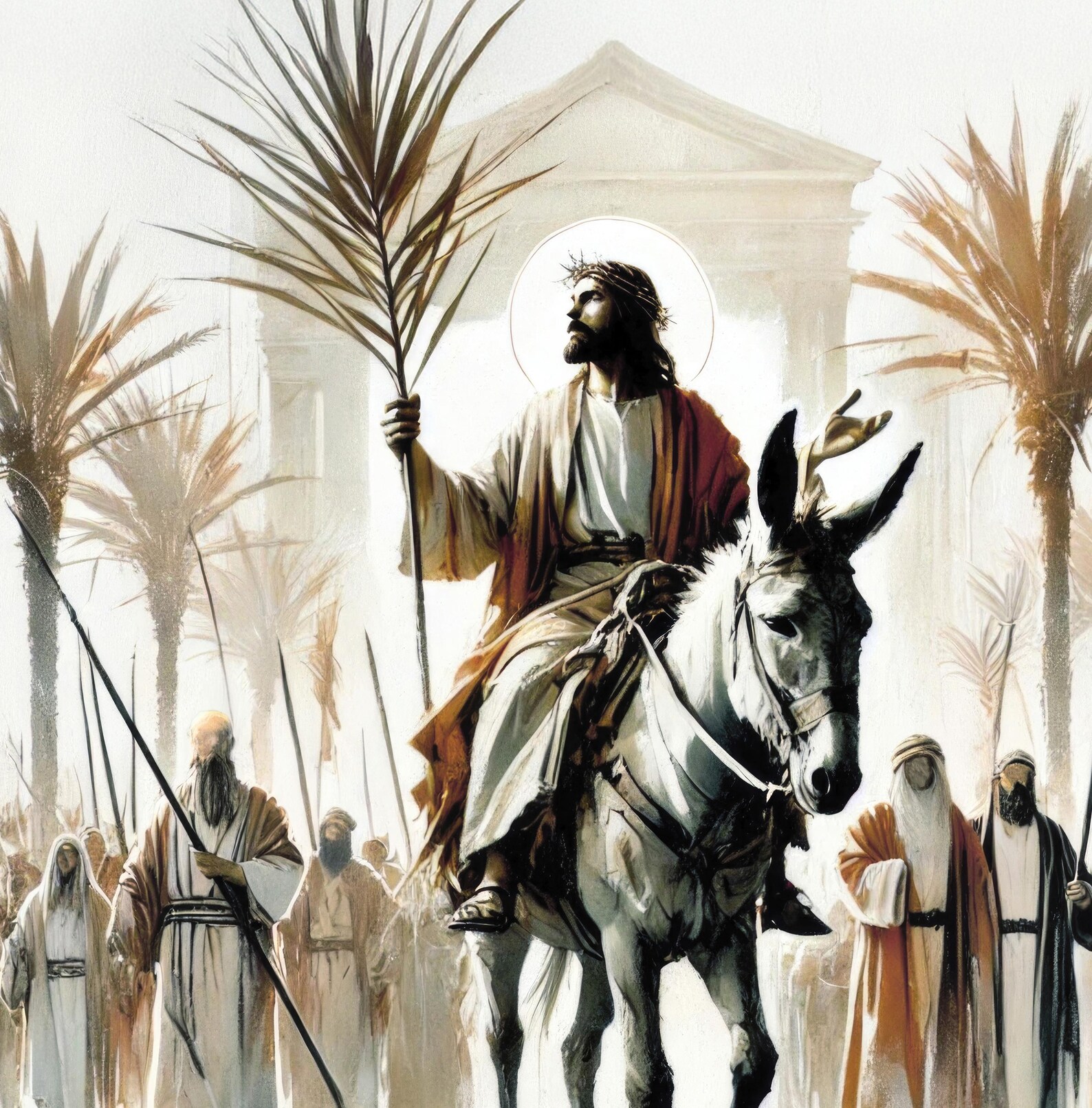 Palm Sunday | Jesus Riding a Donkey | Christian Watercolor Wall Art ...