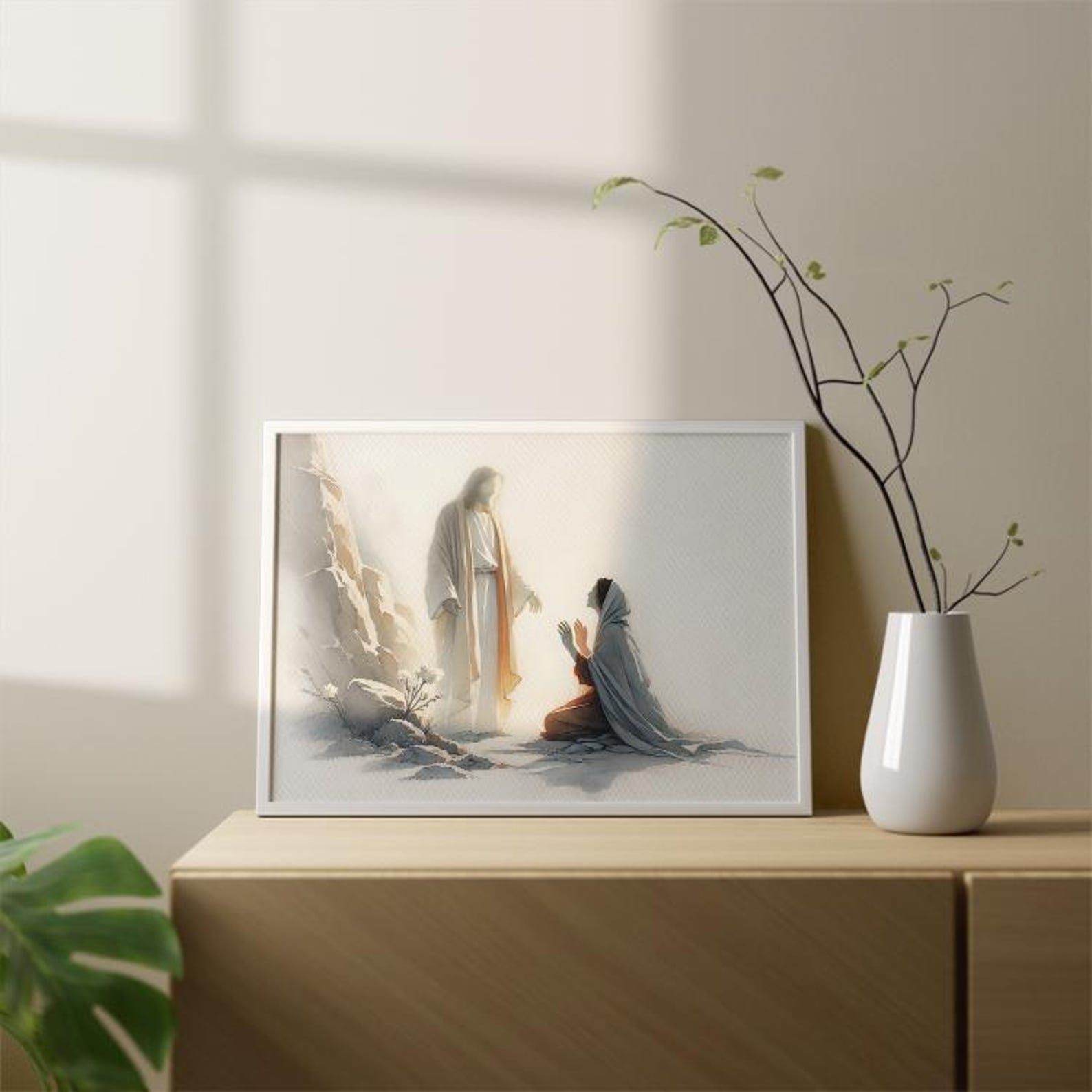 Risen Christ Appearing to Mary Magdalene – Easter Watercolor Print ...