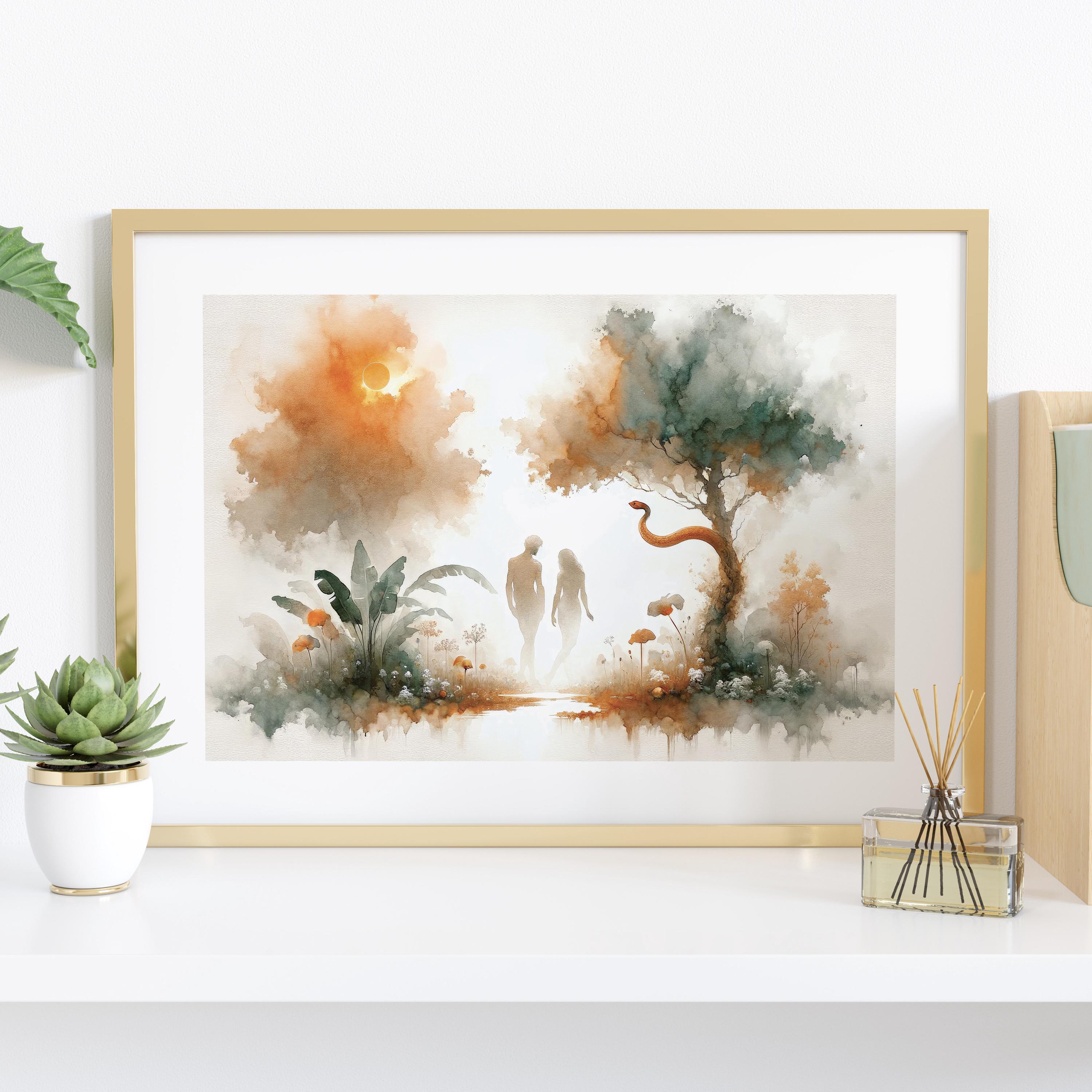 Adam and Eve Art | Garden of Eden Print | Creation Story | Christian ...