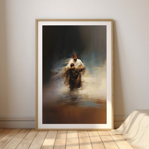 Jesus saves Peter, Digital Print, Sketches, Jesus Art, Bible Wall Art, Scripture Wall Art, Bible Verse, Printable, Christian Faith