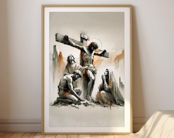 Stations of the Cross | Jesus Dies on the Cross | Christian Passion Art Digital Download