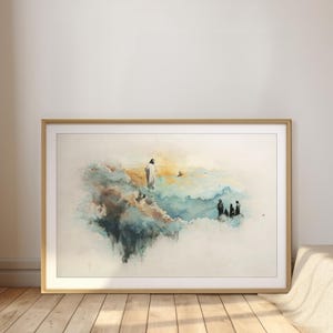Ascension of Jesus Christ Art – Christian Wall Print, Modern Watercolor Style, Minimalist Faith Decor, Catholic Art, Gospel Scene, LDS Print
