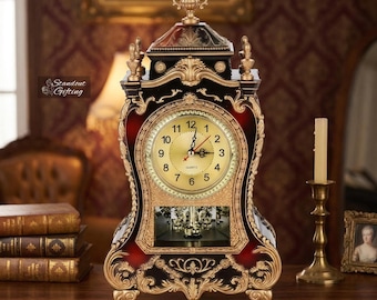 Orologio da tavolo a pendolo vintage - Orologio da tavolo in stile reale, 12 melodie, decorazione per la casa da appendere