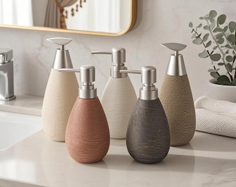 Dispenser di sapone in ceramica retrò con pompa – Flacone di sapone per le mani con tappo a pressione vintage per lavandino del bagno, bancone della cucina e arredamento per il bagno
