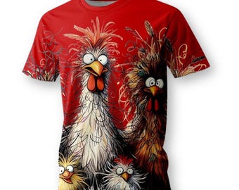 Maglietta da uomo con stampa di pollo divertente: maglietta streetwear oversize